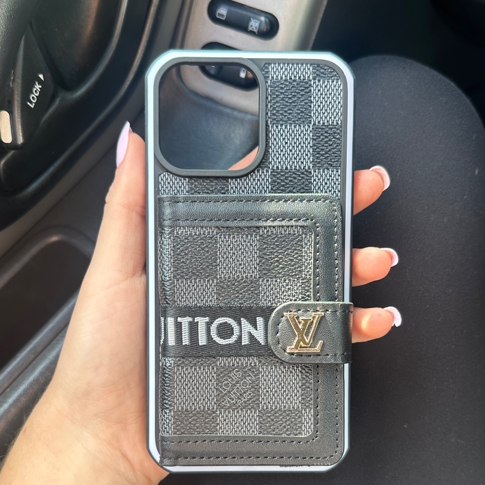 Louis Vuitton Checkered Phone Case - Black and Gray